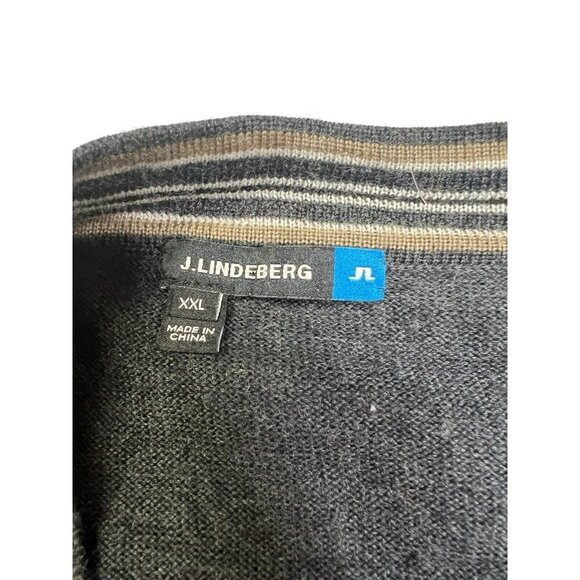 J Lindeberg Cardigan Sweater Mens XXL Fits Sz LARGE Gray Elbow Patch Pinehurst - Picture 11 of 14